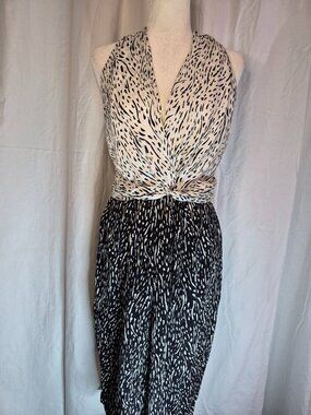 NUIT 14 Silk Vintage Classic Retro Art Midi Party Date Event Dress